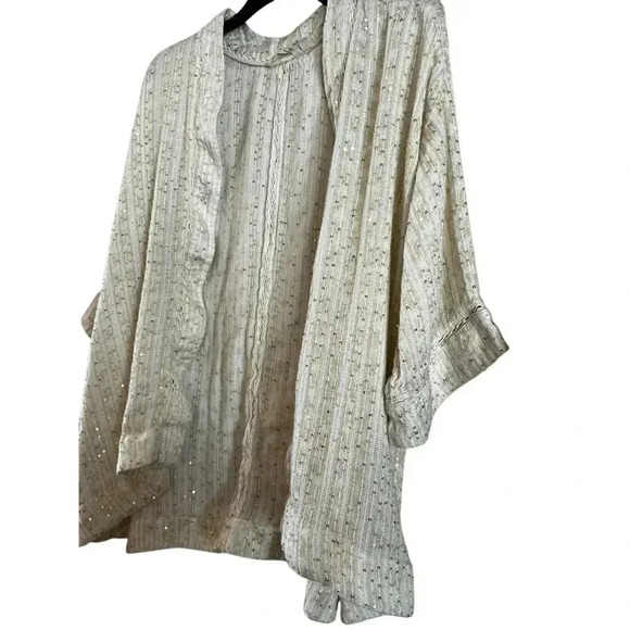 Soft Surroundings Soft Gold Glamour Topper Open Front Cream Cardigan Size 1X - Picture 5 of 7